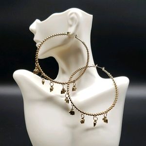 Oversized Gold Tone Elephant Hoop Earrings